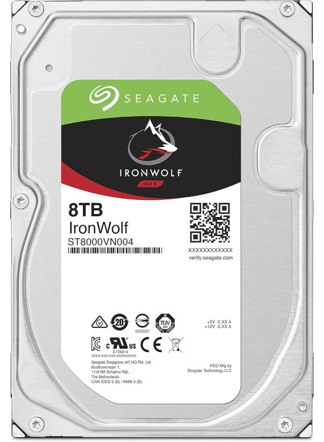(Renewed) IronWolf 3.5" 7200rpm 256MB SATA I (ST8000VN004) - 8TB