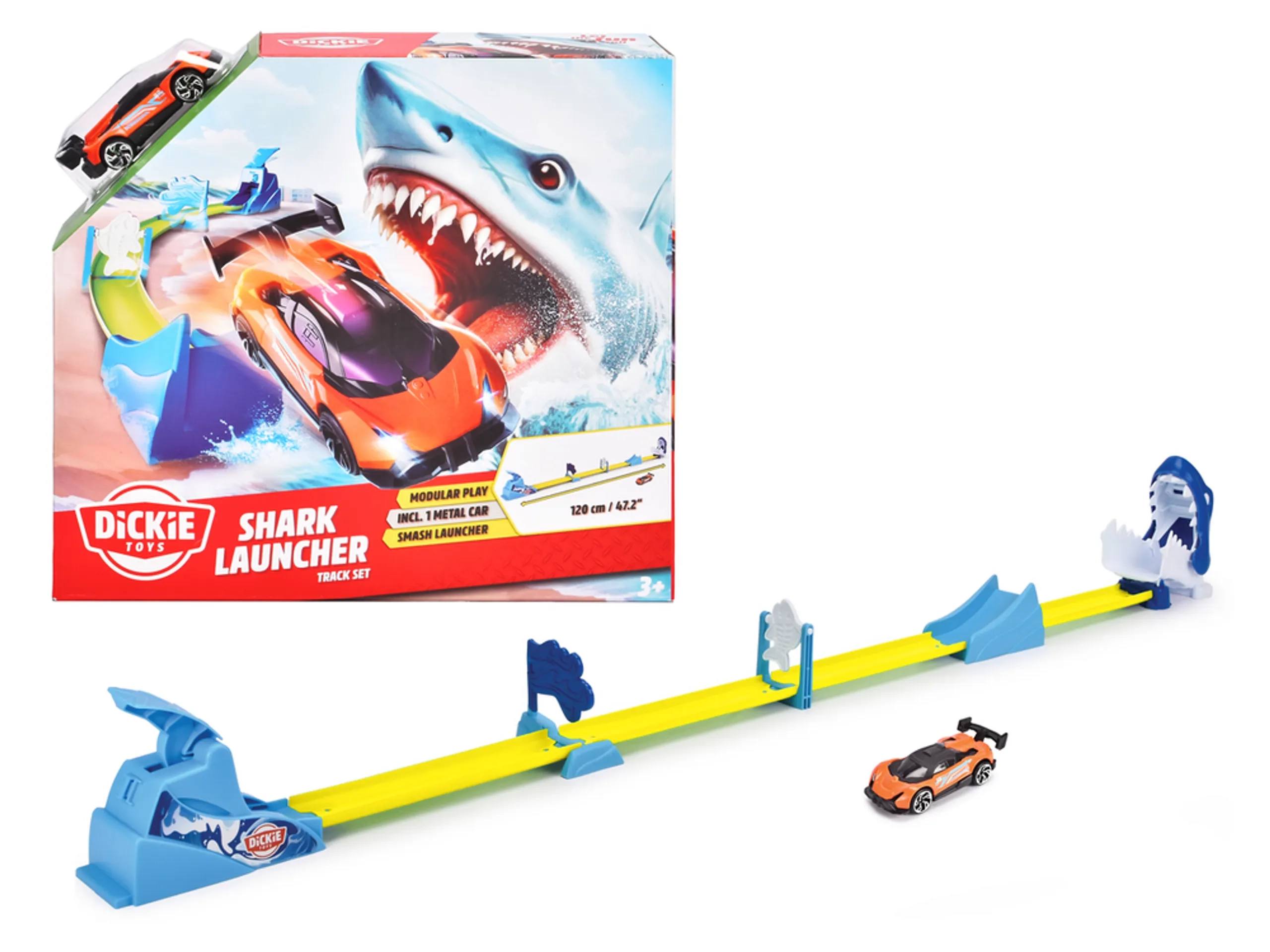 Dickie Toys Shark Launcher Track Set - 115 cm track Metal car