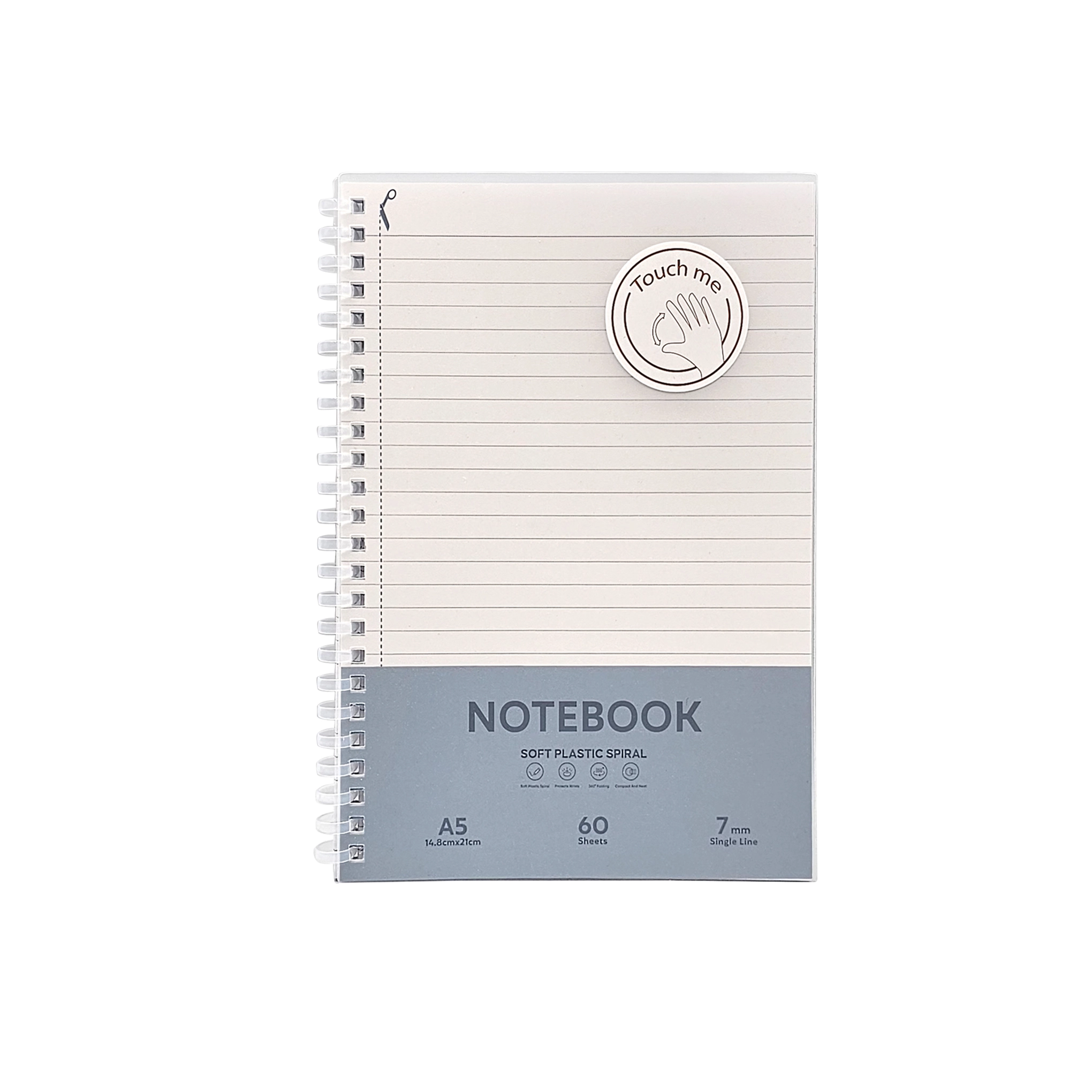 Soft Spiral Plastic Cover Notebook A5 Spiral - Lined 60 Sheets