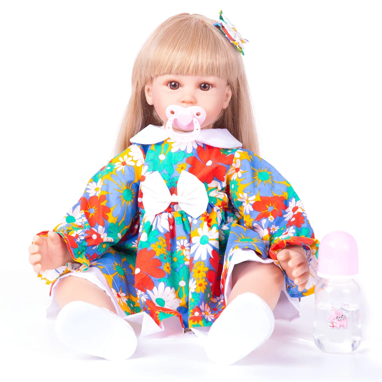 Reborn Baby Doll - 24 Inch Vinyl Cotton Body Pink Yarn Skirt Ages 3+