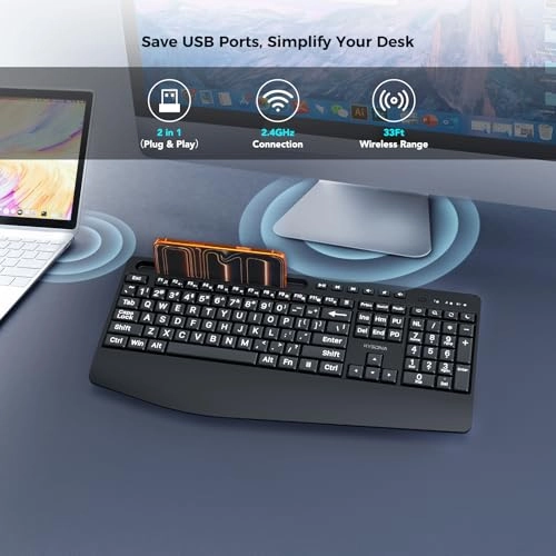 Large Print Wireless Keyboard - Wireless