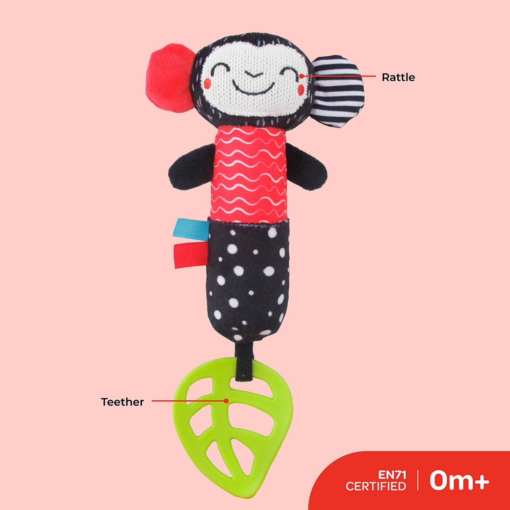 Soft Rattle Plush Toy - 3 to 24 Months fabric