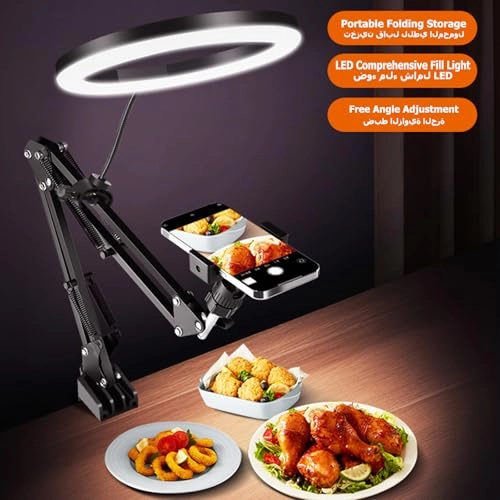 Overhead Camera Mount - 16cm/6.29in Ring Light Phone Mount Arm Stand