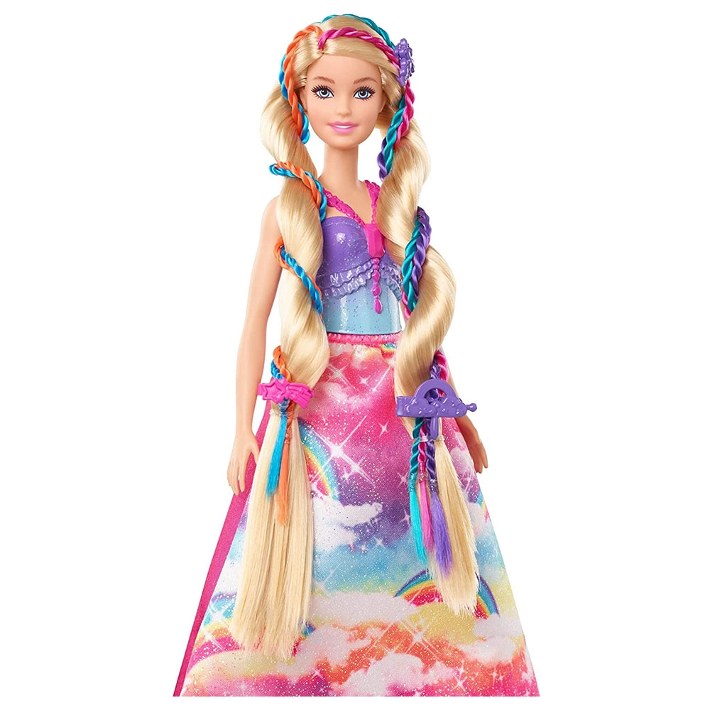 Barbie Dreamtopia Fantasy Braid Twist N Style Rainbow Hair Doll Playset - Twisting Tool Styling Accessories Ages 3+