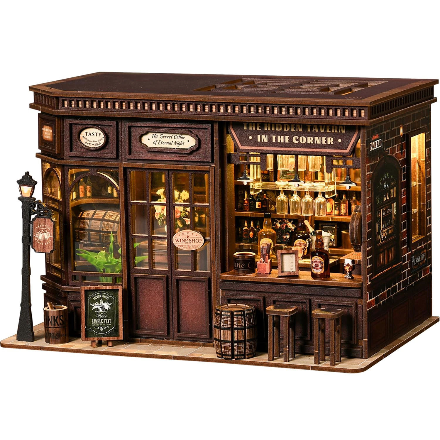 LUMYCE Miniature Tavern 3D Wooden Puzzle (AW03-001) - 1 pcs, LED