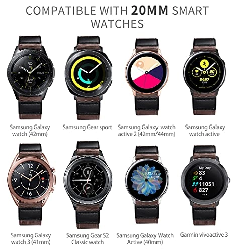 20mm 22mm Canvas Leather Hybrid Watch Band for Amazfit Bip/GTR/GTS/Pace/Stratos - 42mm 47mm