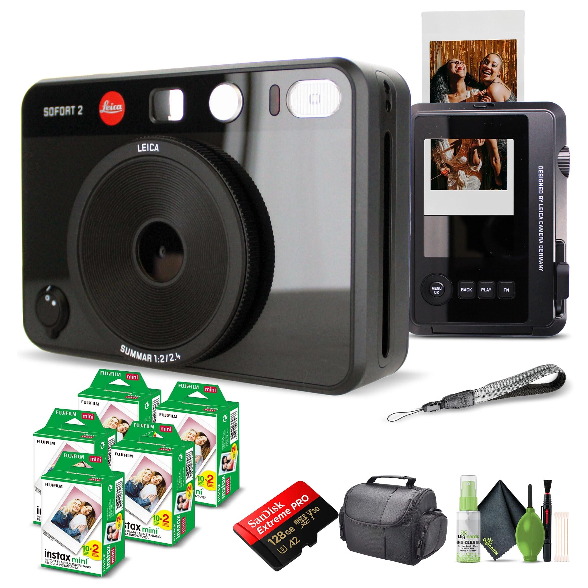 Leica Sofort 2 + Instax Mini Instant Film + microSDXC Extreme Pro - 128GB + Travel Bag + Cleaning kit