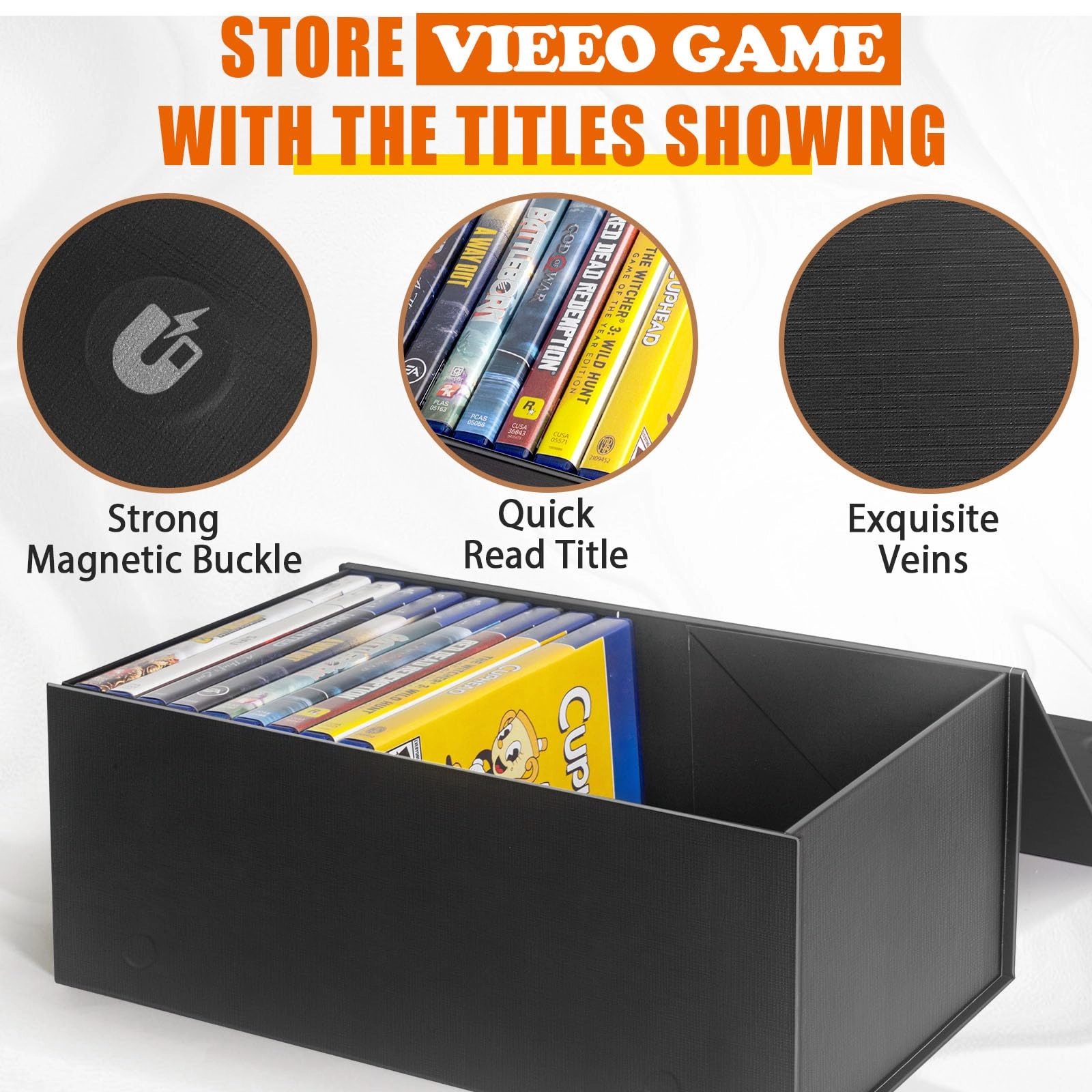 Video Game Storage Box - 20PCS Magnetic Closure