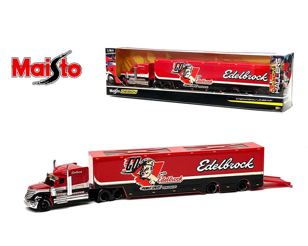 Maisto International LoneStar - Edelbrock - 1:64 Diecast Cab with Plastic Trailer