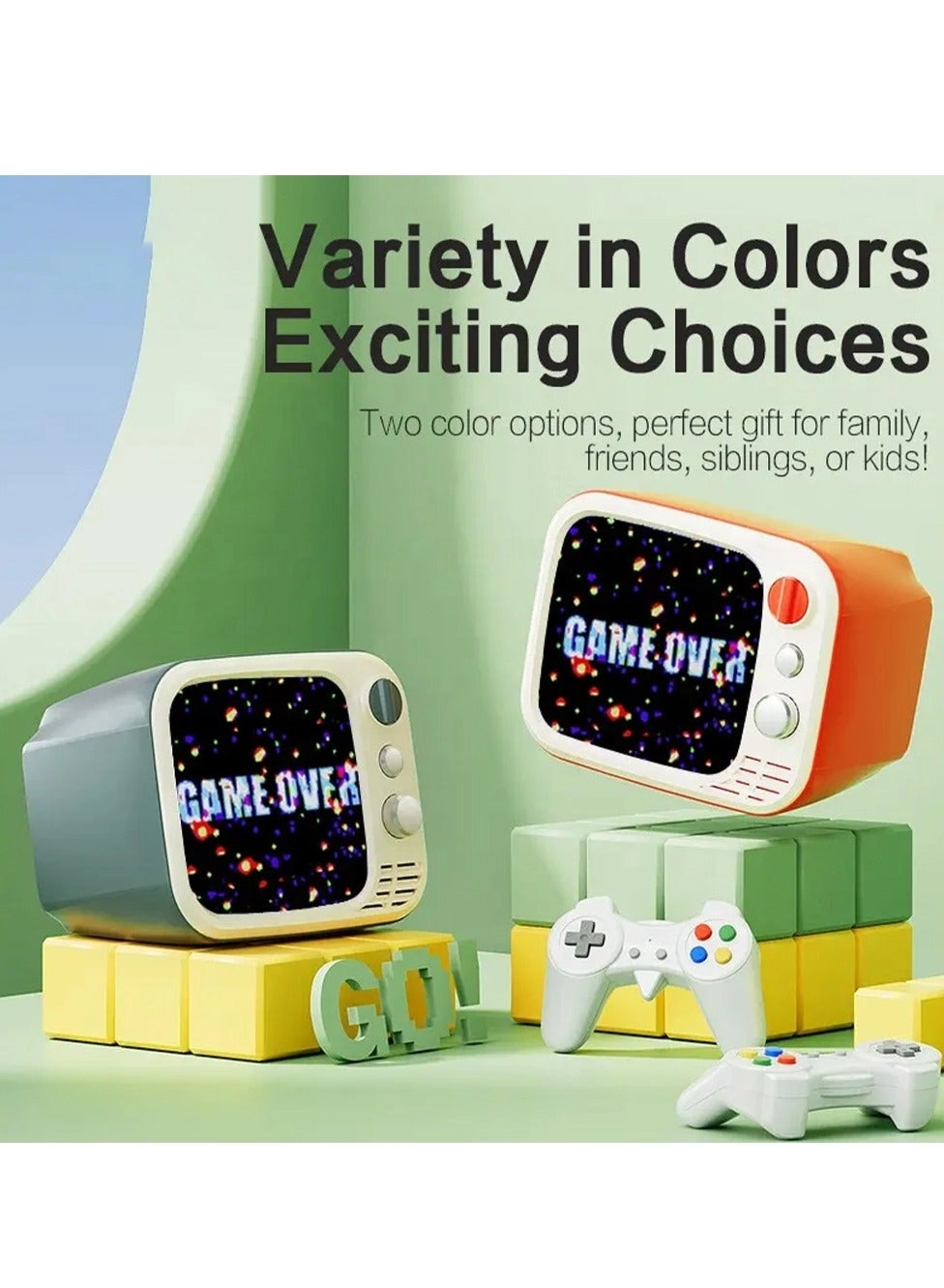 Mini TV Retro Game - 740 Classic Games 3.5" Screen 2.4G Wireless Controllers