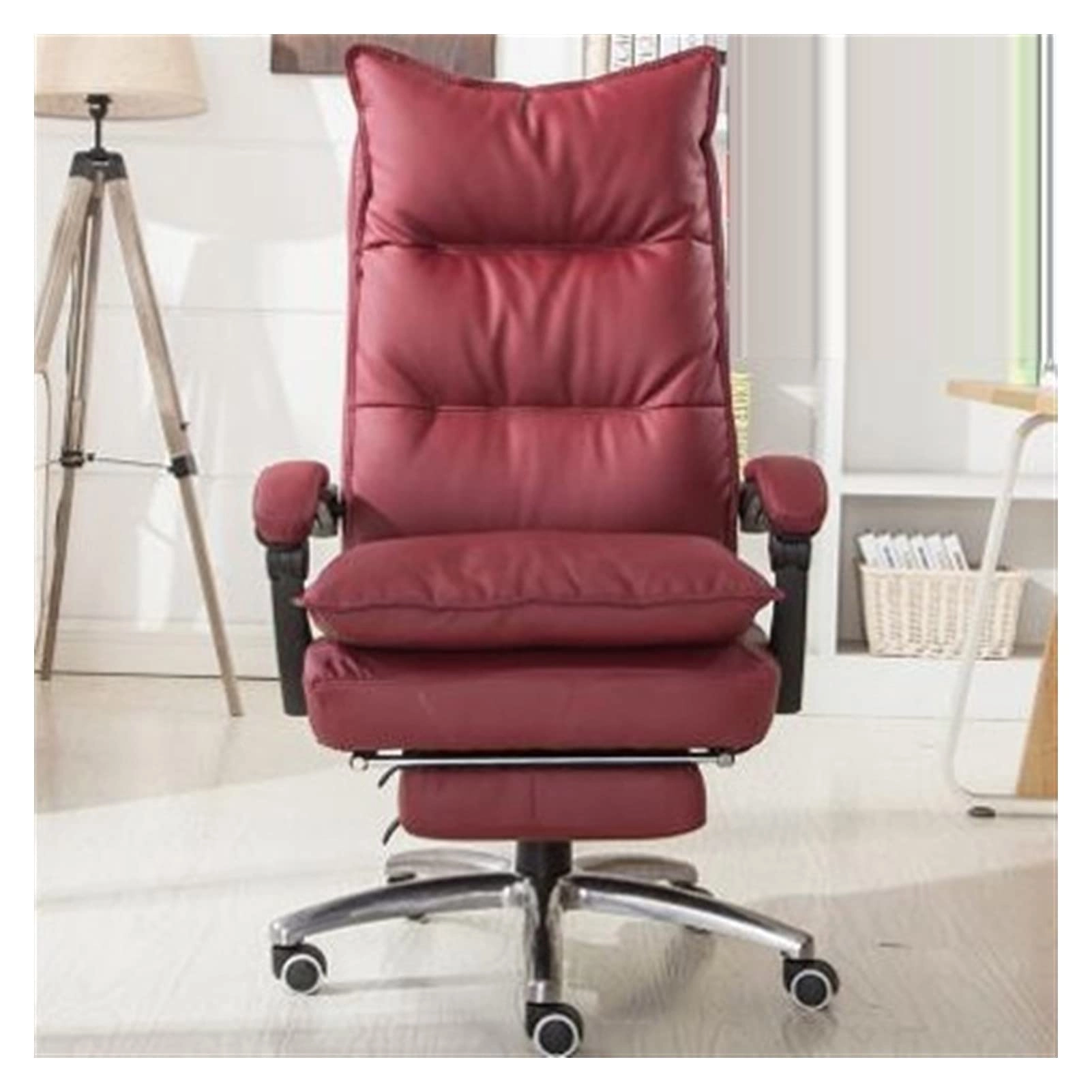 Desk Chair - PU Leather Brown High Back