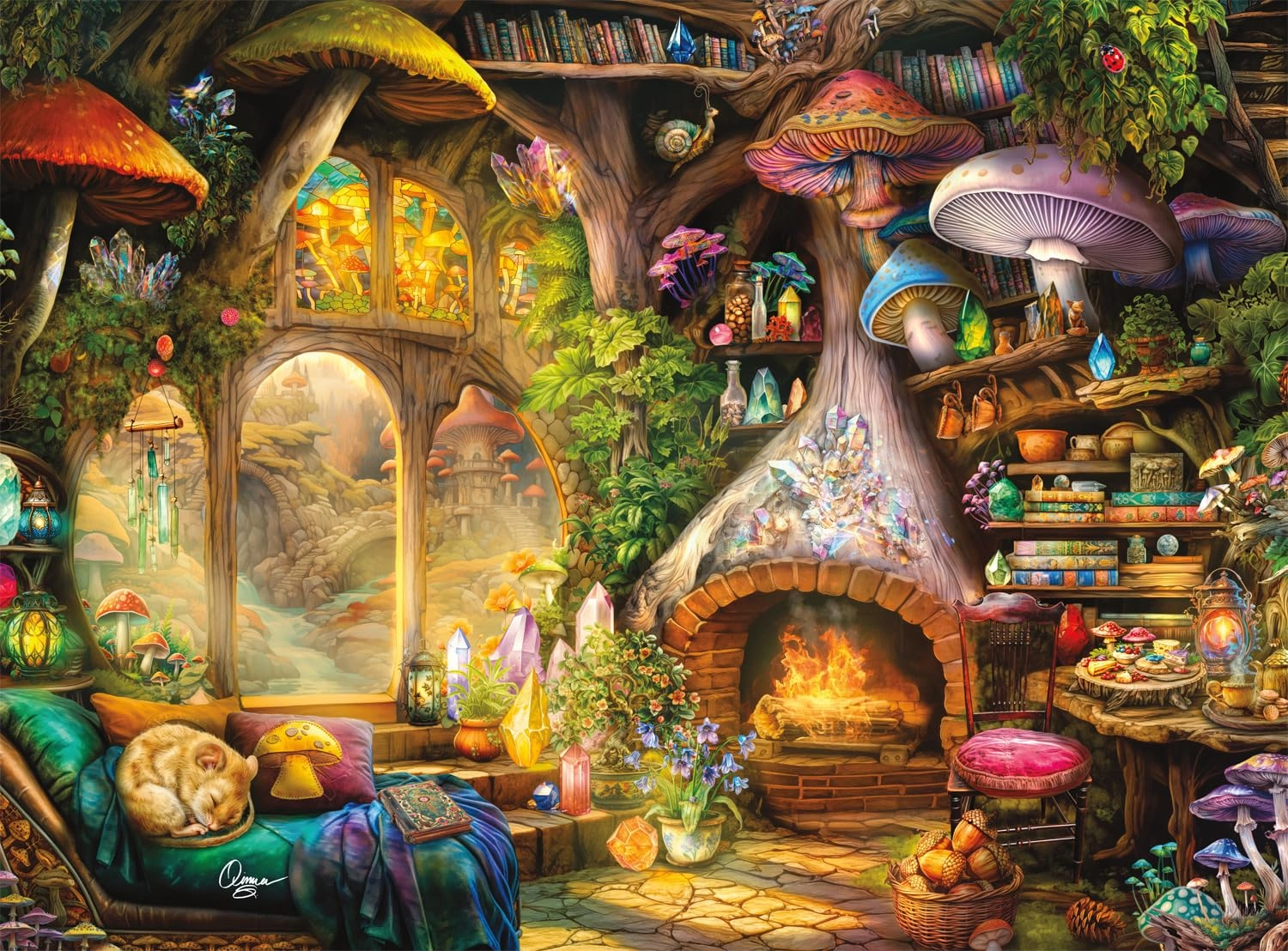 Buffalo Games Merry Mushroom Cottage Puzzle - 1000 pcs