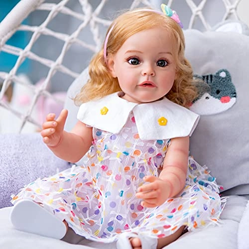 Sue-Sue Reborn Baby Doll - 55 cm Silicone Rooted Brown Hair