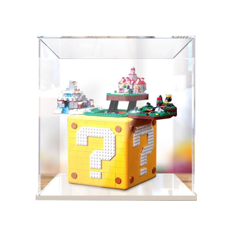HCAEIOFJ Clear Acrylic Display Case (71395) - White Bottom 15.74x9.84x15.74in.
