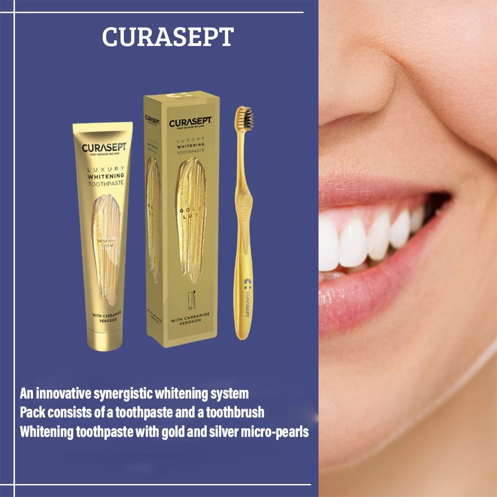 Gold Luxury Whitening Carbamide Peroxide Toothpaste Adults 75ml + Whitening Toothbrush