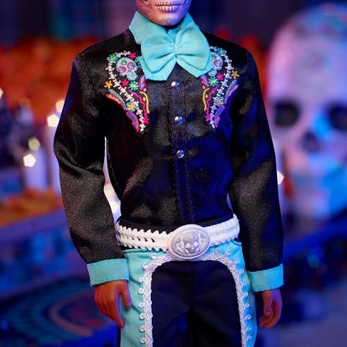 Barbie Día De Muertos Ken Collectible Figure - Black Suit Sky Blue Accents Ages 6+