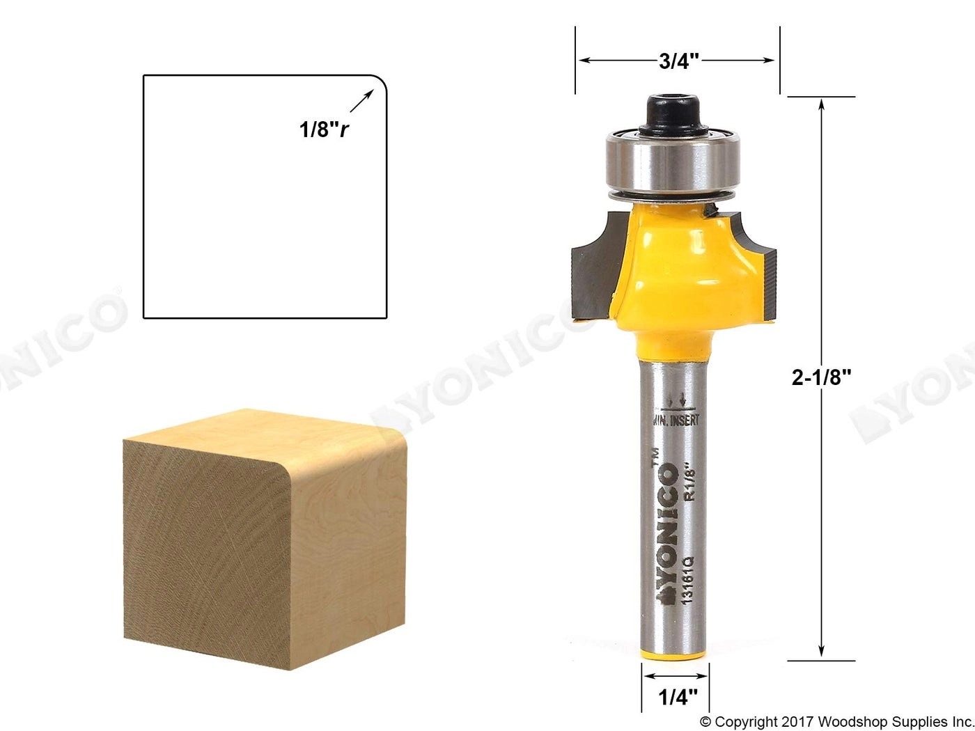 13161Q Round Over Edge Forming Router Bit - 1/4-Inch Shank