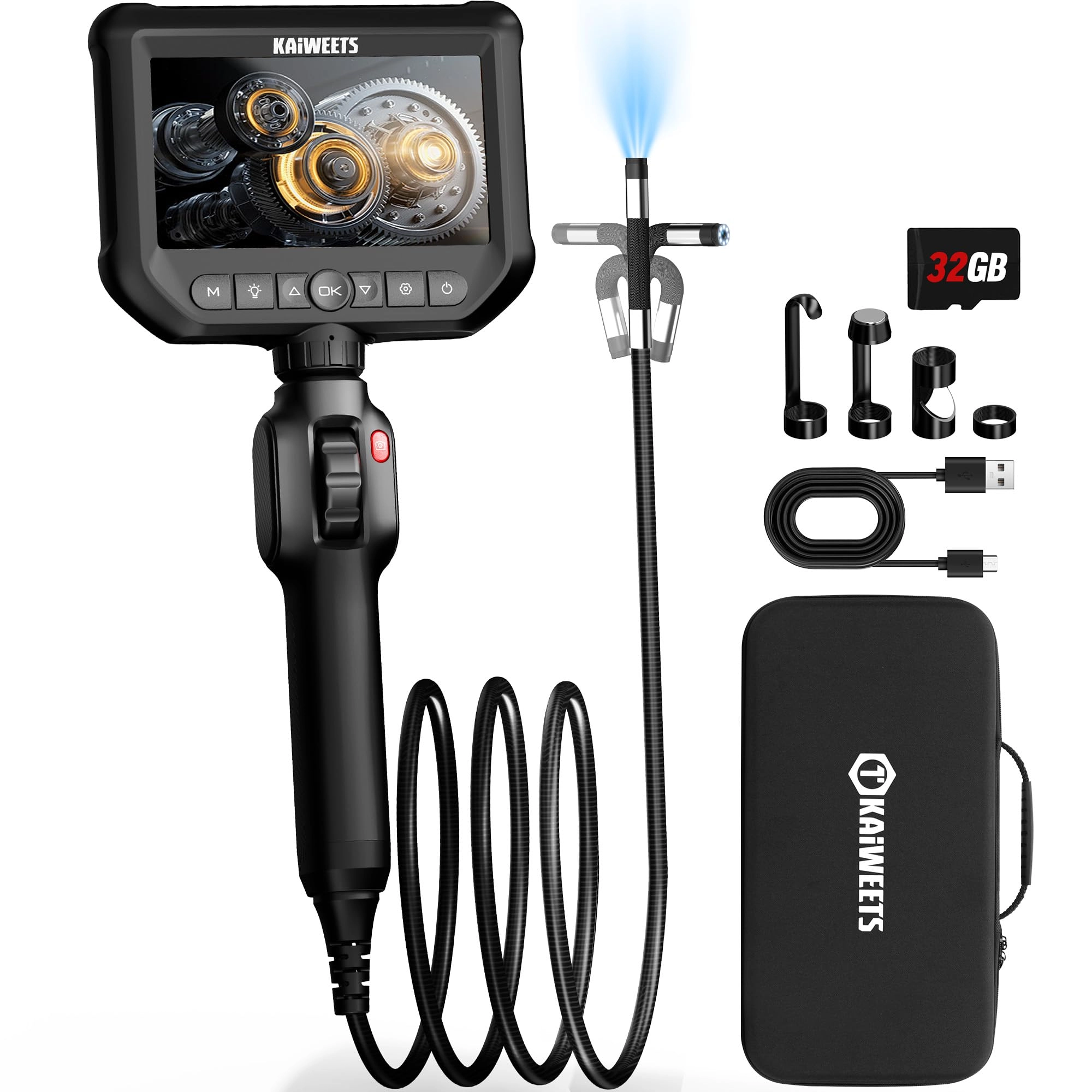 kaiweets Two-Way Articulating Borescope Camera - 0.25in 5.3FT