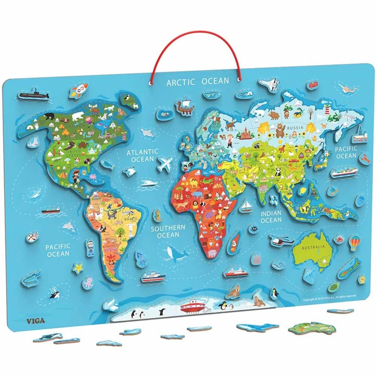 VIGA Magnetic World Puzzle (SW-44508) + Dry Erase Board