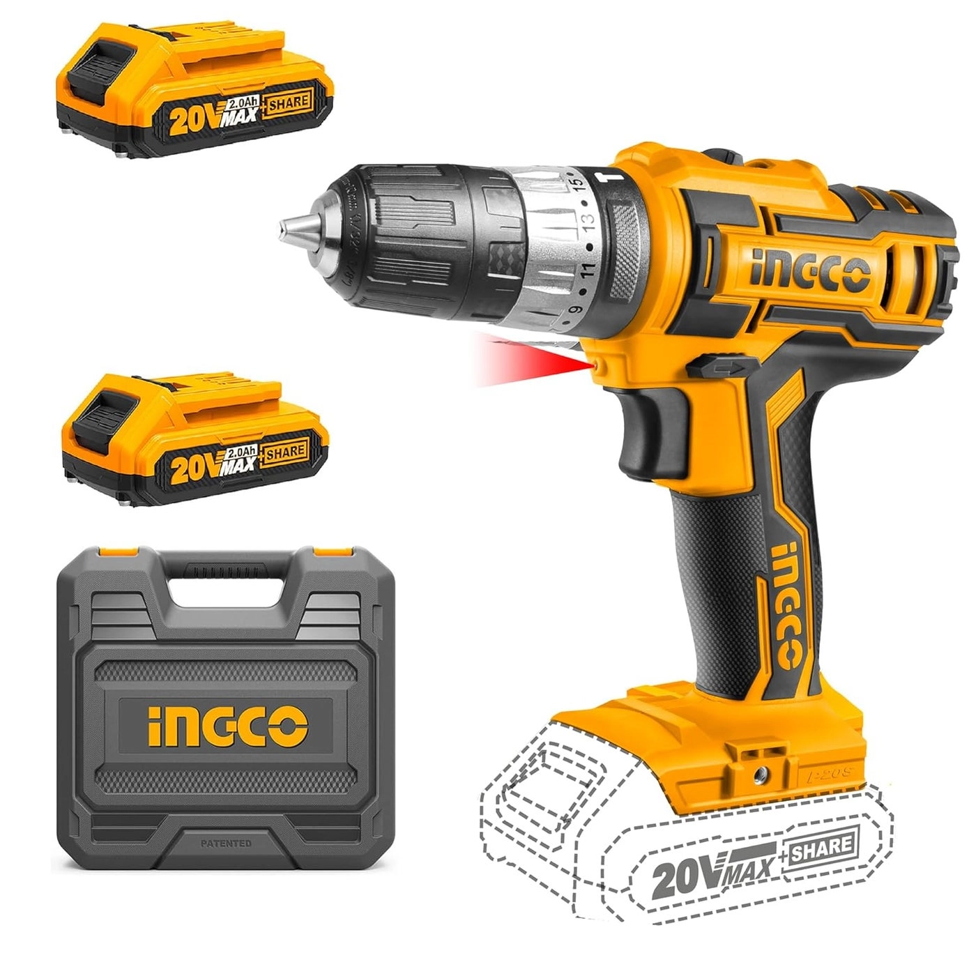 20V Cordless Impact Drill - 2x2.0Ah