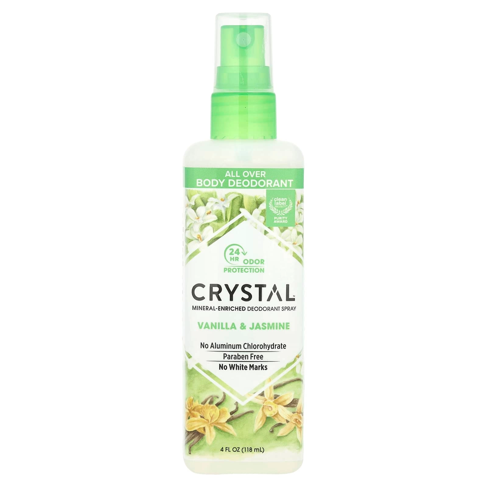Crystal Mineral-Enriched Deodorant Spray - Vanilla & Jasmine 4 fl oz (118 ml)