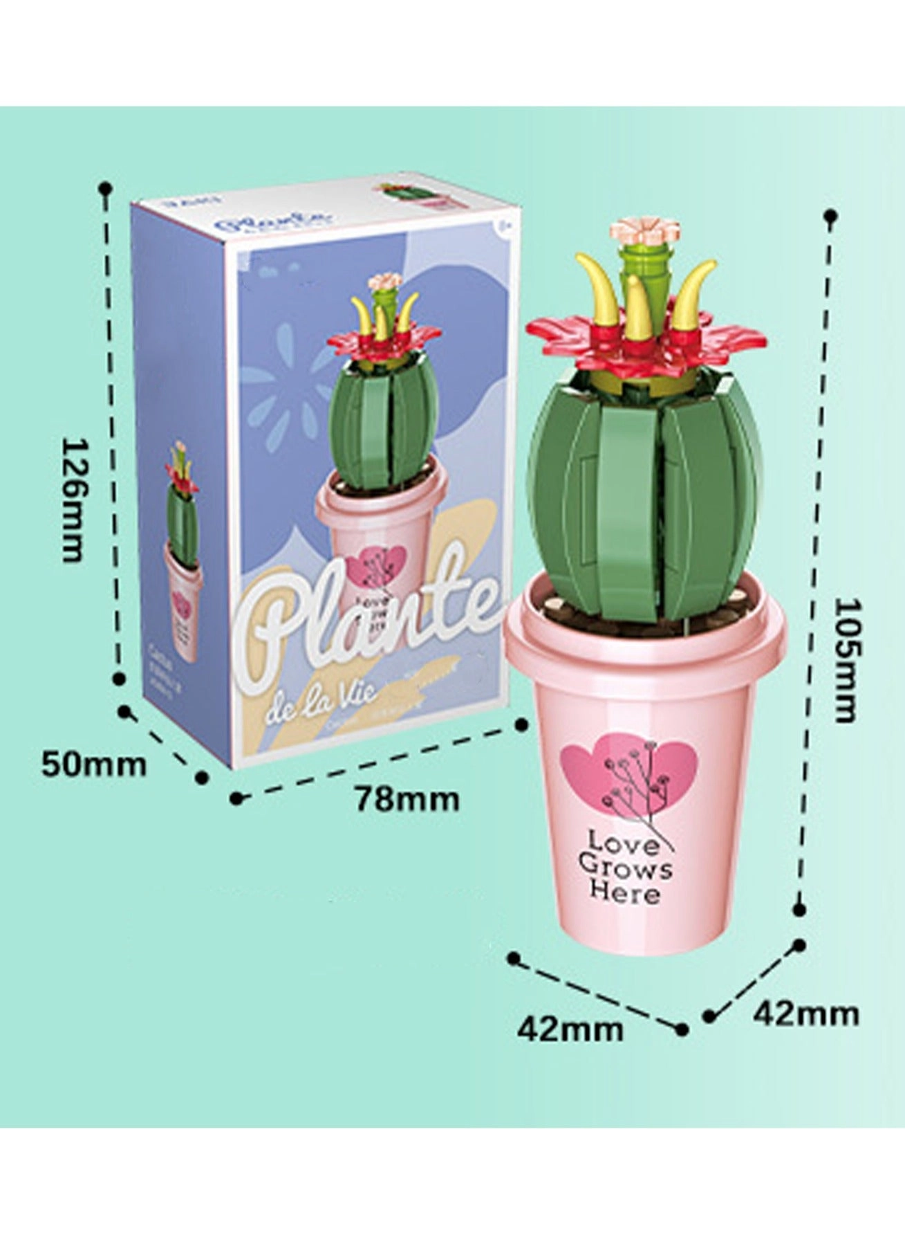 Cactus Milk Tea Cup Potted Bouquet Model