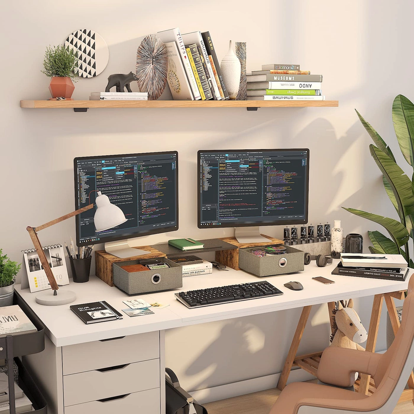 Monitor Stand Riser - Dual Wood and Steel