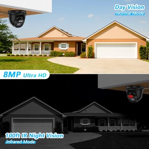 PoE Dome Outdoor Home Security Camera System 4K