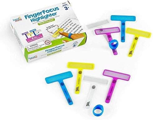 hand2mind FingerFocus Highlighter - yellow, blue, purple and clear