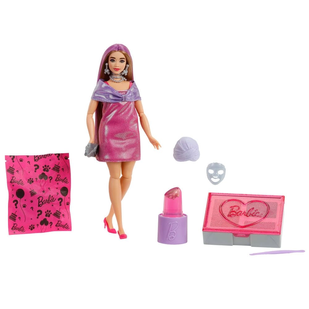 Barbie Party Unboxed - Glam Party Series 10 Surprises Pink Sparkle Ages 3+