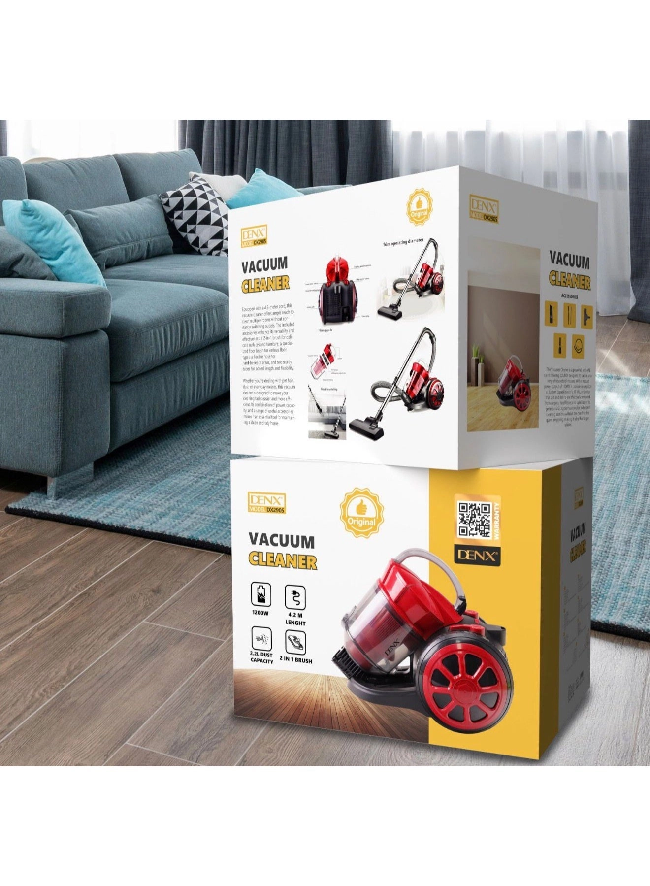 Multi-Cyclonic Bagless Corded Canister Vacuum Cleaner - 2.2 L 1200 W 4.2m cord