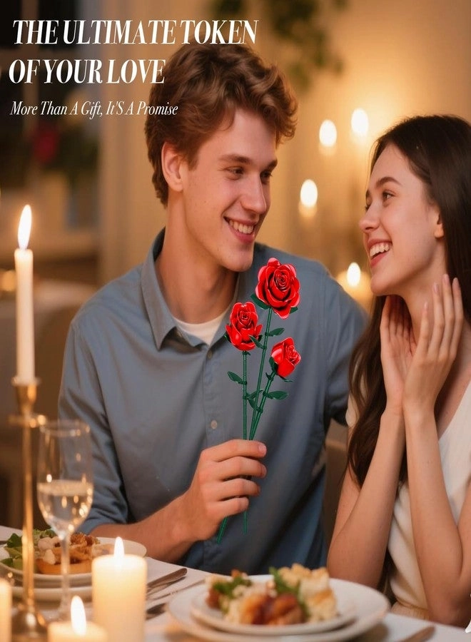Red Rose Flowers Bouquet Building Set - Red Rose 162 pcs