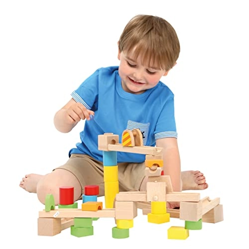 Wooden Contruction Marble Run Set - 3 years and up 40 pcs