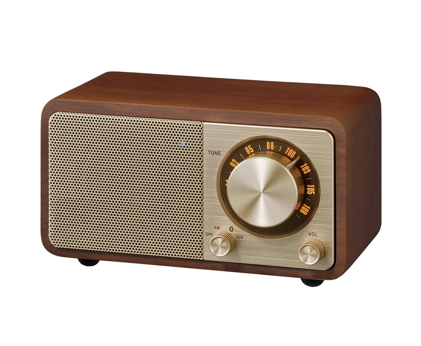 Sangean WR-7GW - Wood Cabinet Mini Bluetooth Speaker FM Tuner