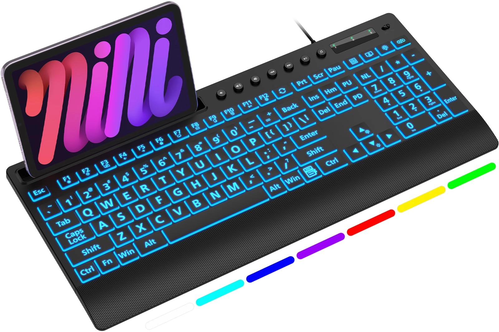 SABLUTE Large Print Backlit Keyboard - Standard Wired