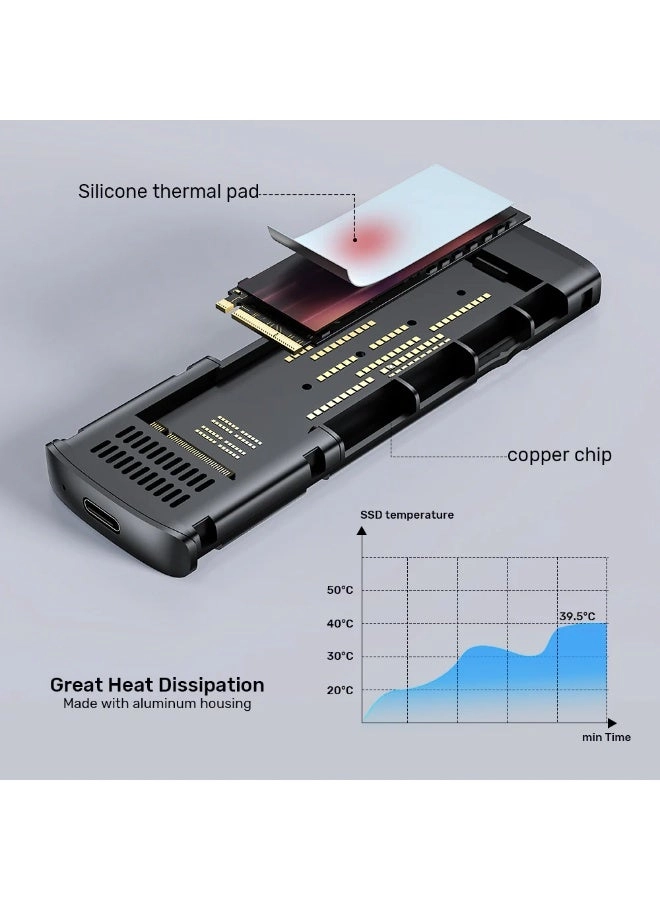 M.2 PCIe NVMe SSD Enclosure - 10Gbps USB-C M.2 NVMe M-Key 2230/2242/2260/2280