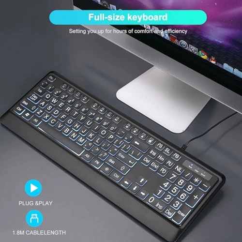 Large Print Backlit Keyboard - Full Size USB