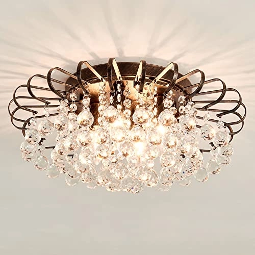 Crystal Floral Chandelier - 4-Light Modern Bronze