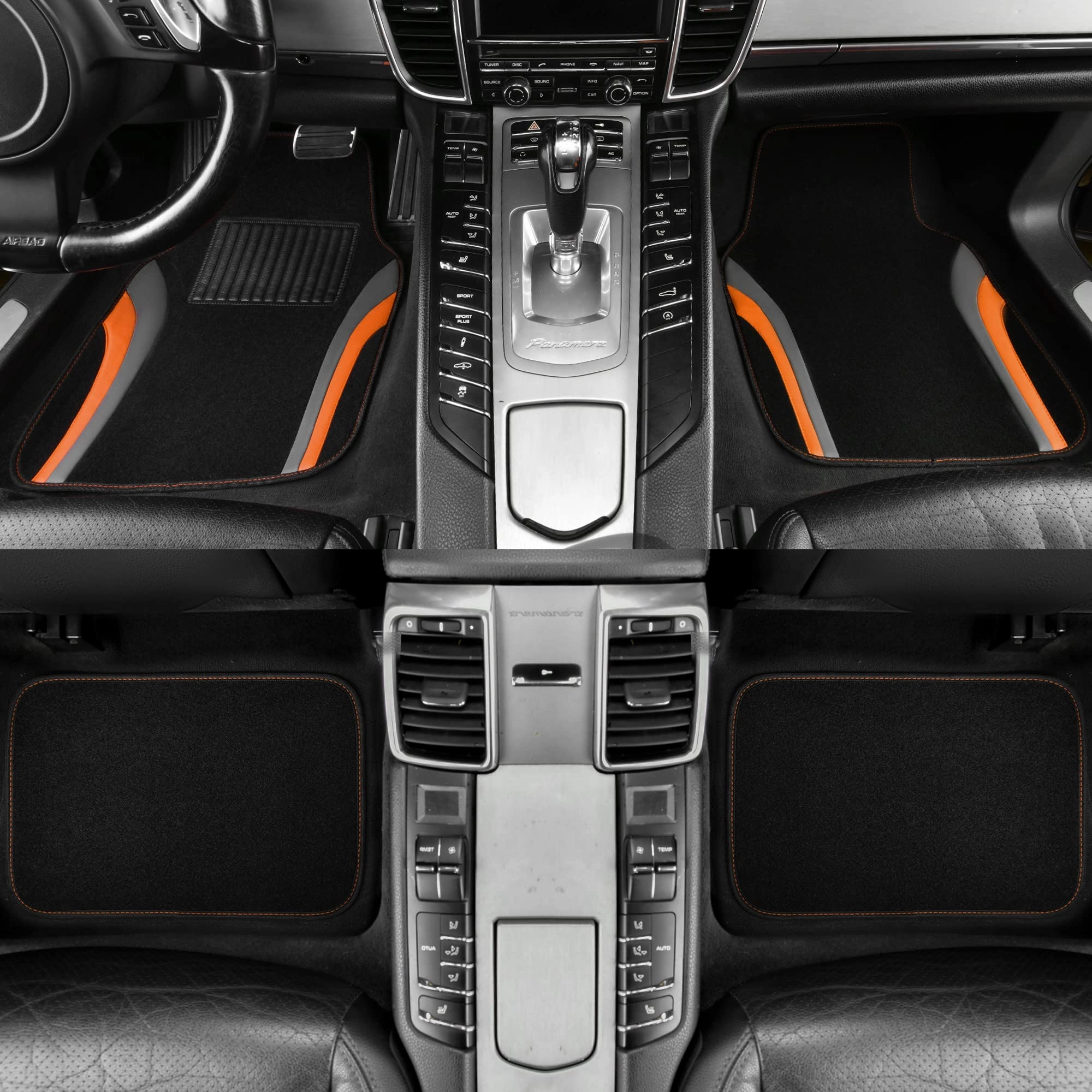 Universal Fit Car Floor Mats - Set of 4pcs Black and Burgundy