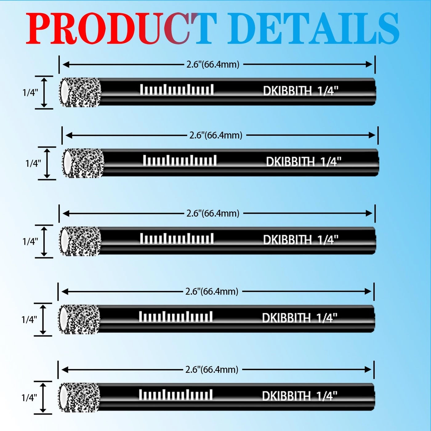 Diamond Drill Bits - 5 Packs 1/4"