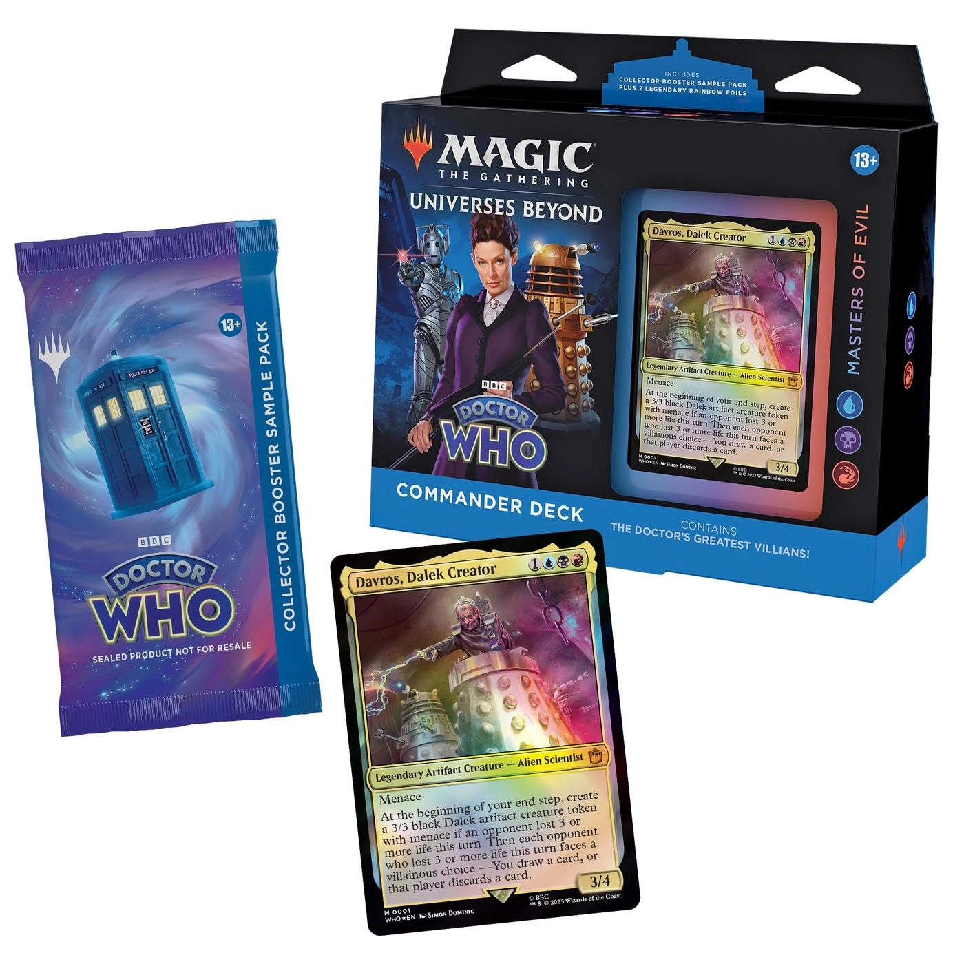 Doctor Who Commander Deck - 100-Card + Collector Booster Sample Pack - 2-Card + Accessories