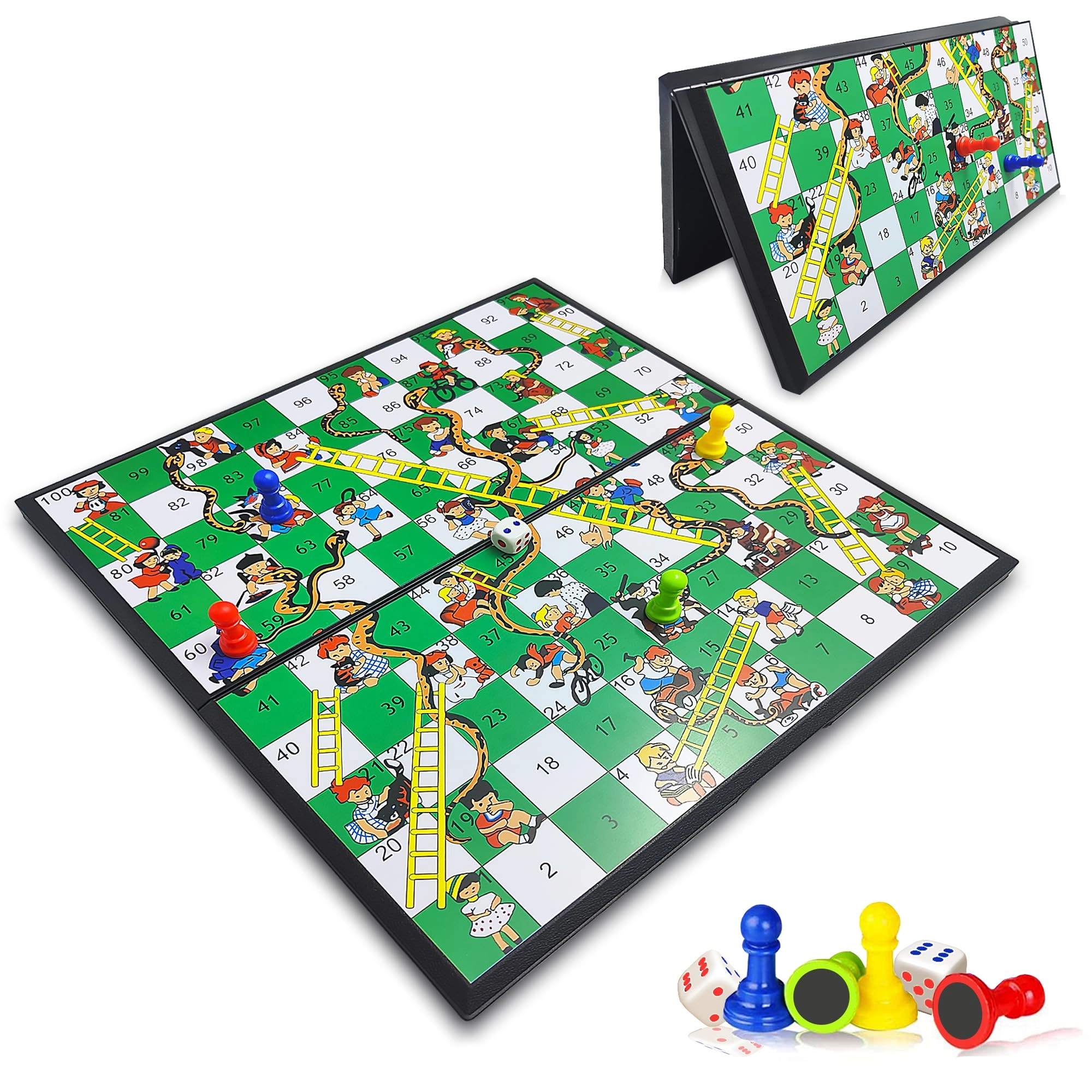 KIDAMI Magnetic Snakes and Ladders - Folding Portable