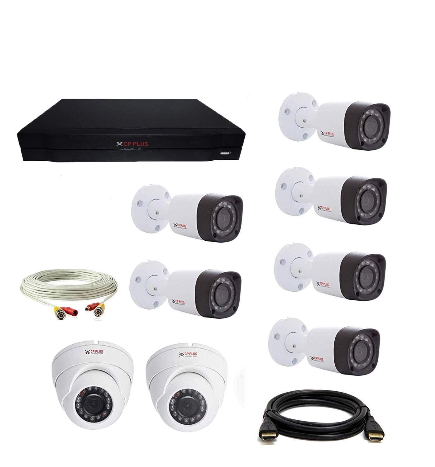 CP Plus Dome CCTV Camera - 1 MP + Bullet CCTV Camera + 8 Ch DVR