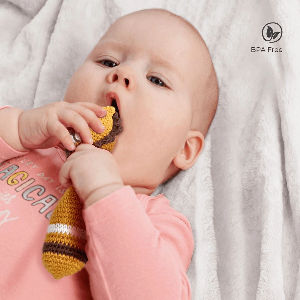 Crochet Ring Rattle Toy - Suitable for 0 month & above premium cotton yarn Tiger