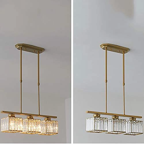 Rectangular Chandelier - E27 3 head Golden