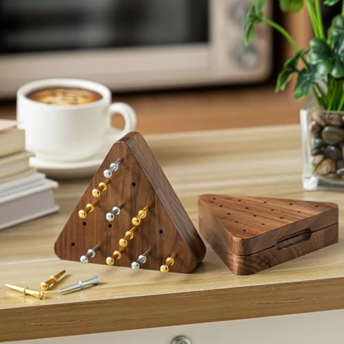 Tricky Triangle Peg Game - 2 Set 4.3 Inch Walnut