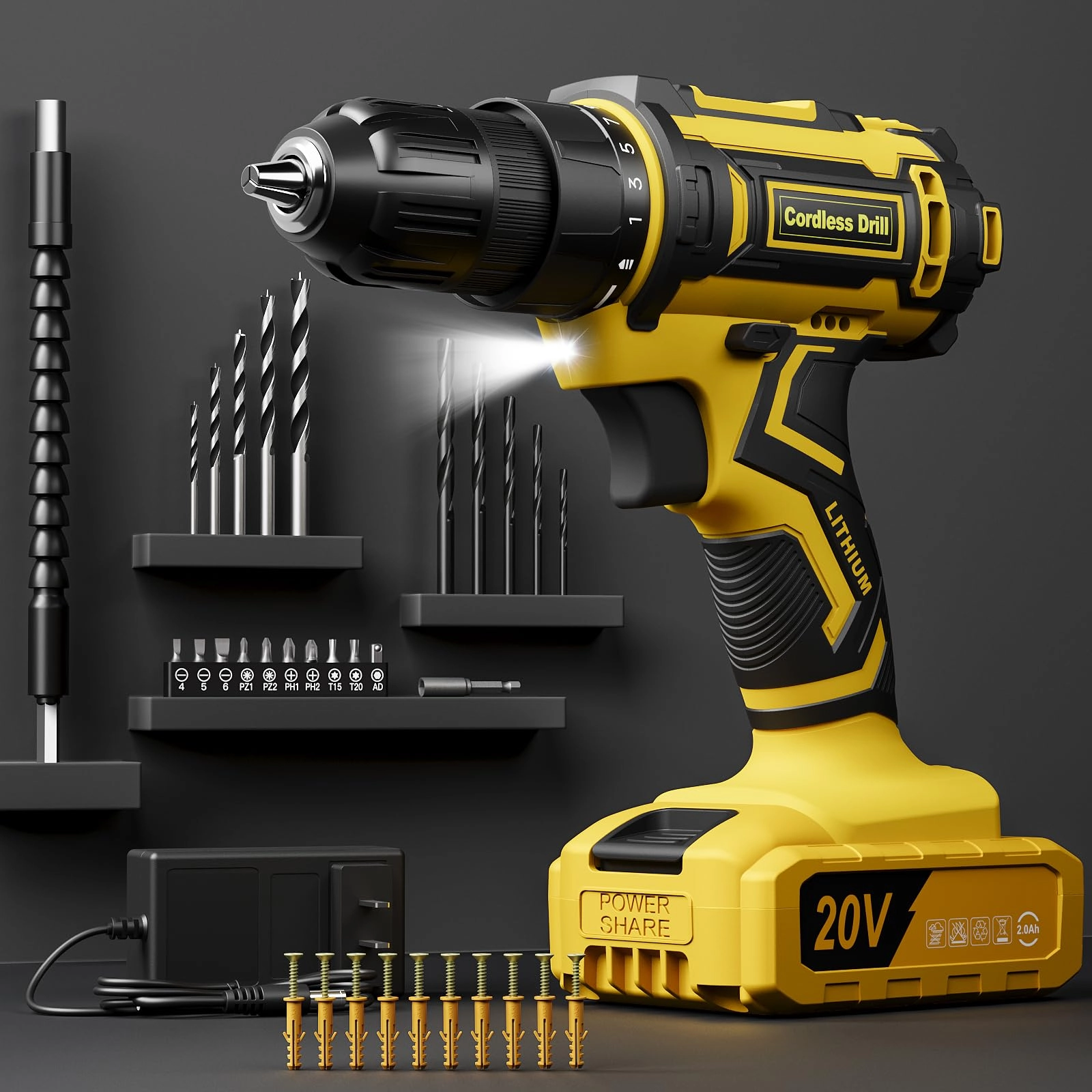 Cordless Drill Set - 20 Volts
