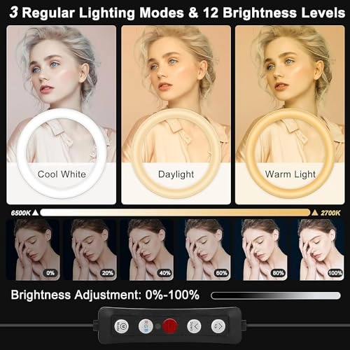 Selfie Ring Light - 10.3 inch 29 RGB Lighting Modes Remote Control