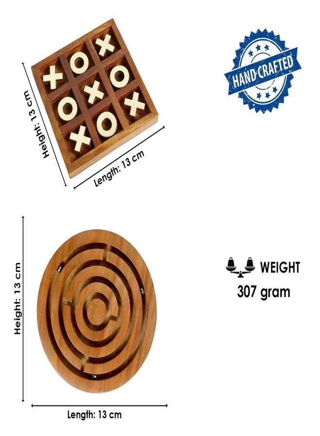 Tic Tac Toe + Maze 2-in-1 Wooden Puzzle