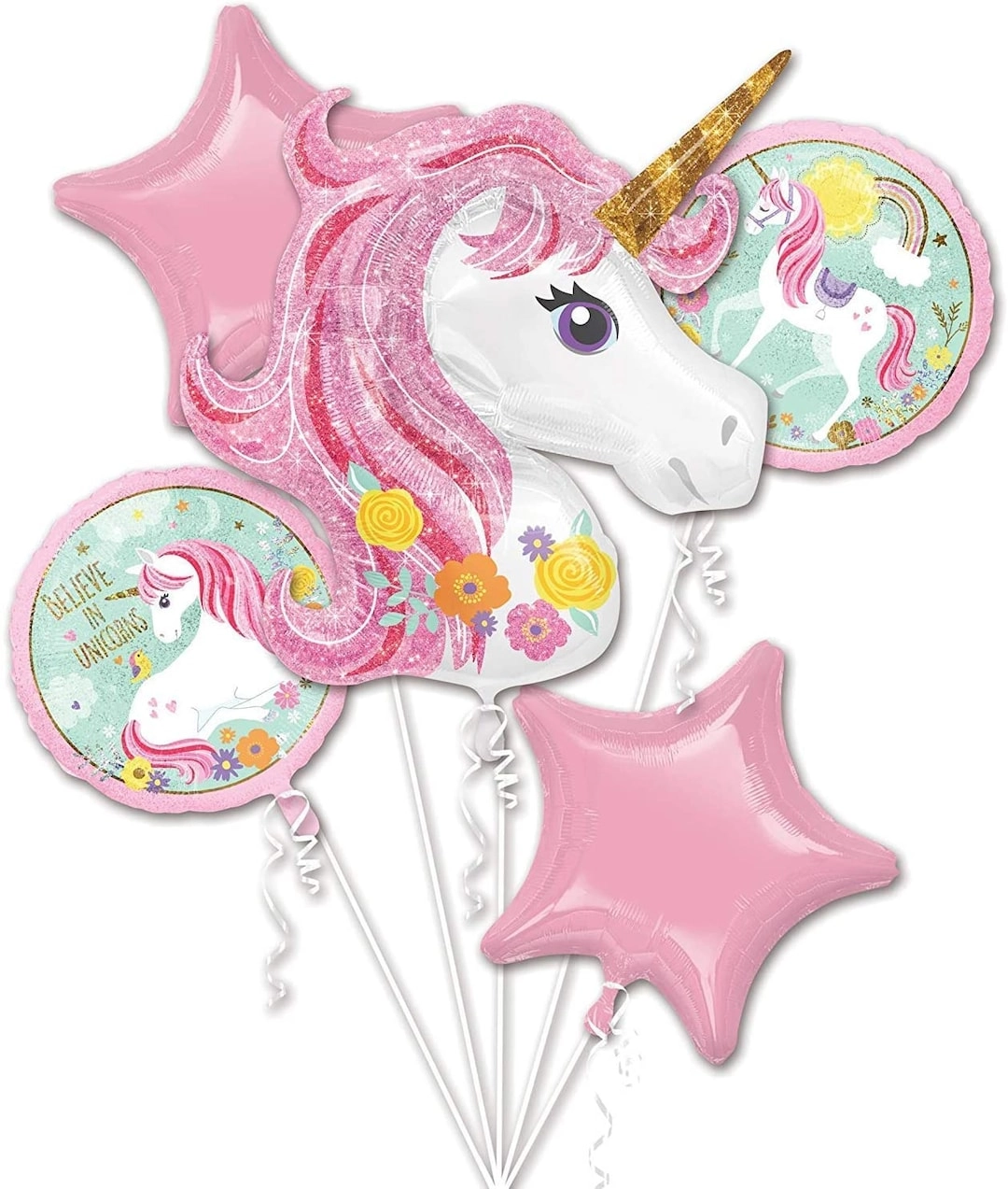 Party Time Trading LLC Unicorn Balloon Sets - Latex Foil Helium Happy Birthday Banner